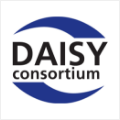 A logo of the Digital Accessible Information System Consortium. D A I S Y, in uppercase followed by Consortium, below.